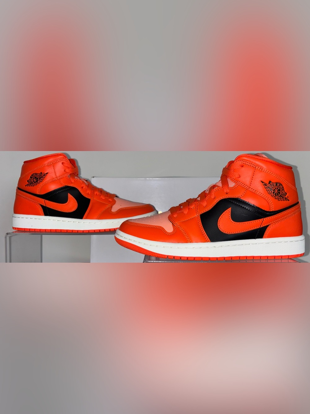Nike Air Jordan 1 Mid Orange Black Womens Size 8.5 Brand New With Box